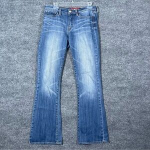 Lucky Brand Womens 10/30 Long Sofia Boot Distressed Med Wash Denim Jeans Cowgirl